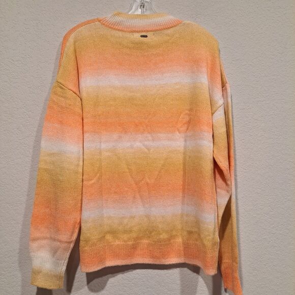 O'Neill Long Sleeve Knitted Sweater Striped Orange Yellow Sz S NWT Casual Beach - Picture 2 of 11